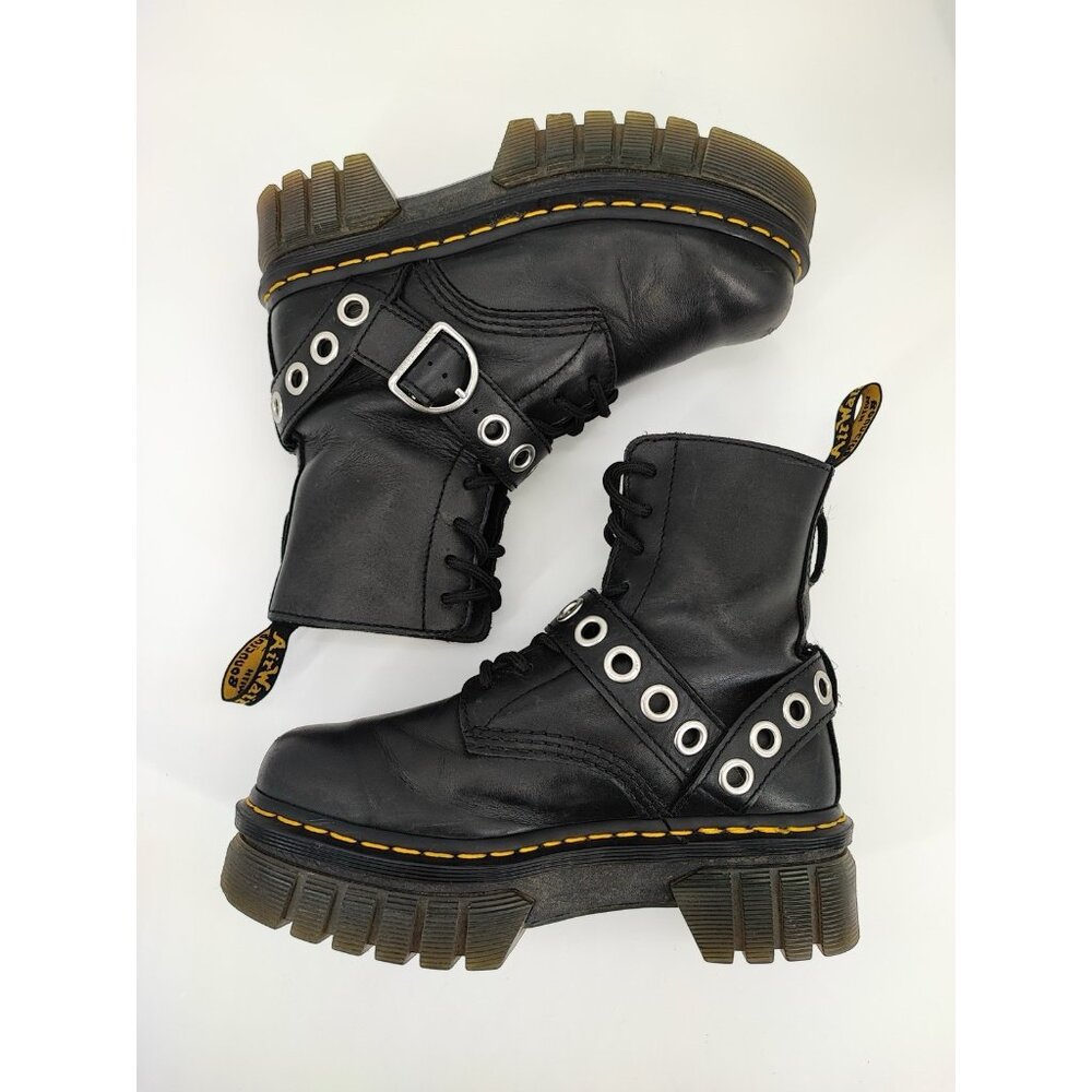 Dr. Martens Women’s Audrick Black Lace Up Leather Combat Boots Size 7 US - Picture 6 of 10